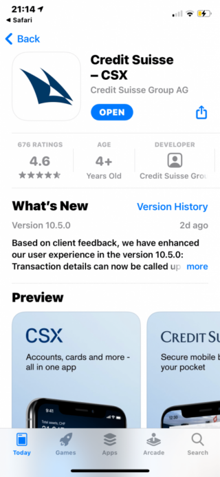 csx credit suisse app store