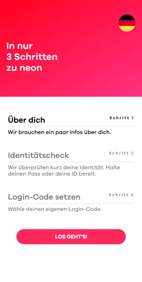 Neon Bank Eröffnen Sie ein Konto in 3 Schritten