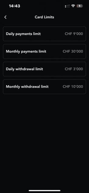 Alpian-Karteneinstellungen Kartenlimits