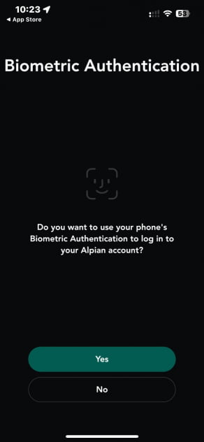 Kontoeröffnung bei Alpian - Biometrisch