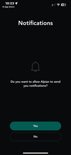 Kontoeröffnung bei Alpian - Benachrichtigungen