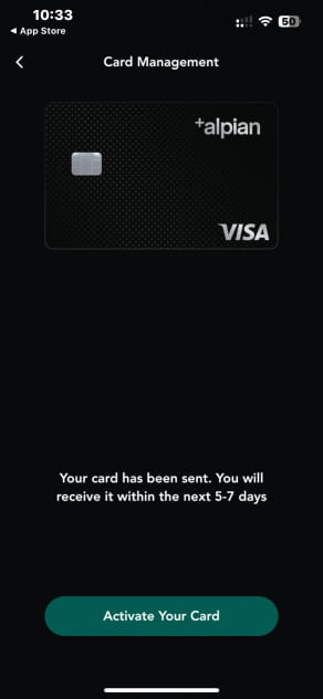 Alpian Visa Debitkarte