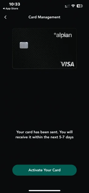 Alpian Visa Debitkarte