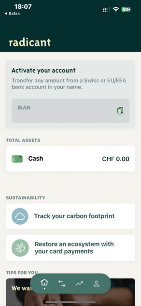 Radicant-Kontoaktivierung