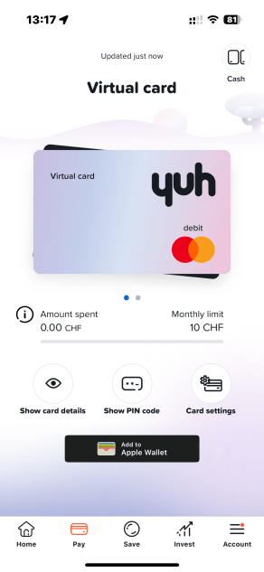 Yuh virtual card