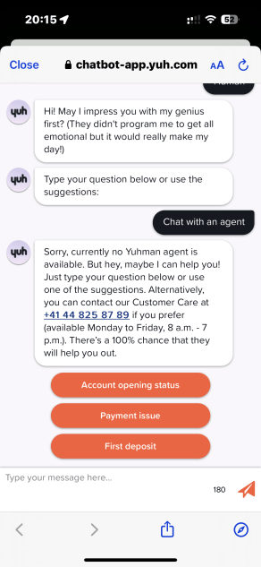 Yuh App Chatbot