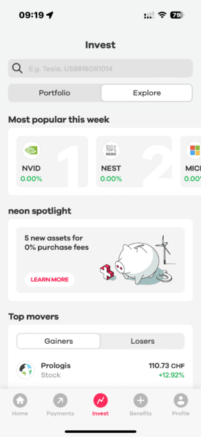 Neon Invest Beliebte Aktien