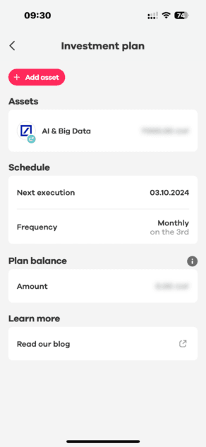 Neon Sparplan Vermögenswerte