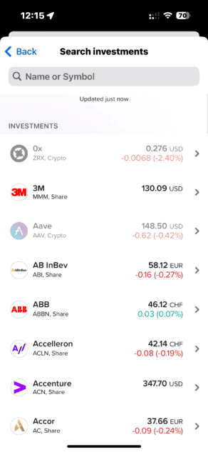 Yuh Sparplan Suchfunktion