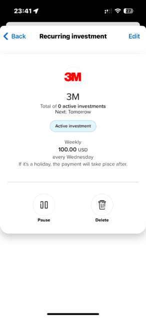 Yuh wiederkehrende Investition