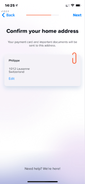 Yuh Bank-Anmeldung - Adresse bestätigen