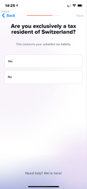 Yuh Bank-Anmeldung - Einwohner der Schweiz