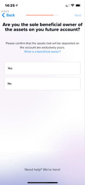 Yuh Bank-Anmeldung - Begünstigter