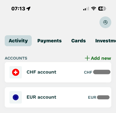 Radicant EUR CHF Konto