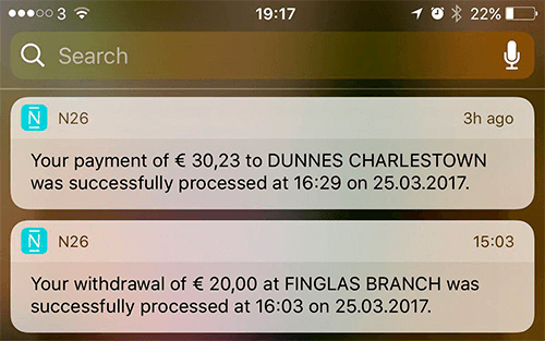 N26 push notifications