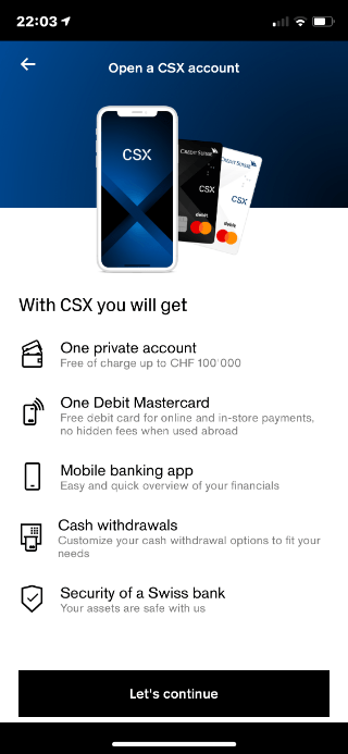 CSX - Bank account opening