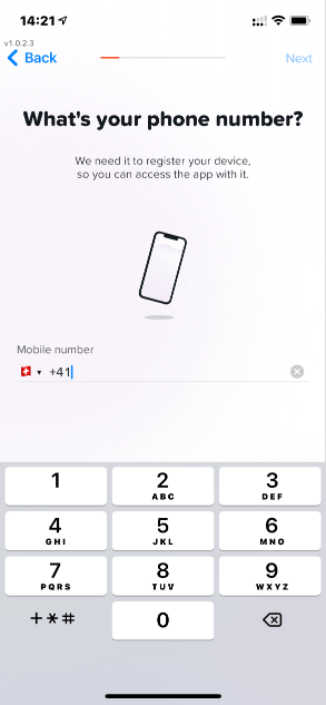Yuh Bank Sign-up - Phone number
