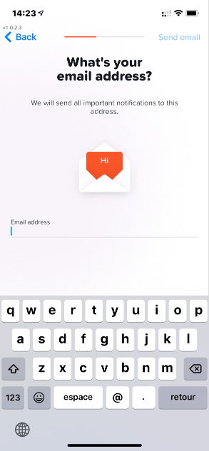 Yuh Bank Sign-up - Email address