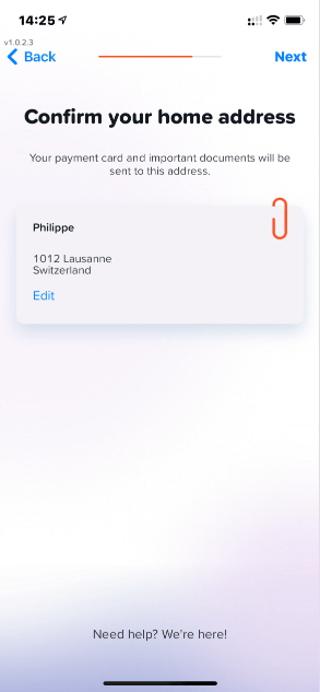 Yuh Bank Sign-up - Confirm address
