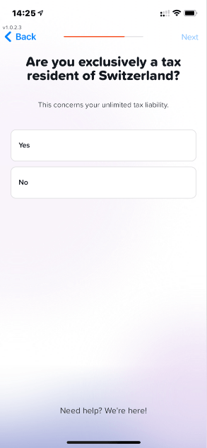 Yuh Bank Sign-up - Swiss resident