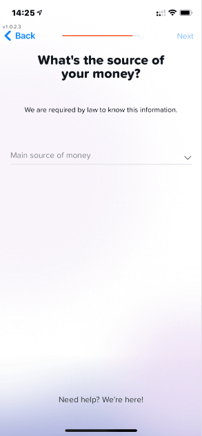 Yuh Bank Sign-up - Source of funds