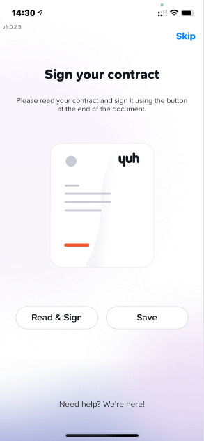 Yuh Bank Sign-up - Contract