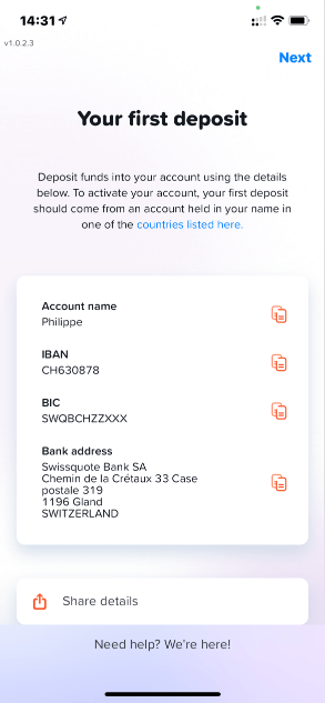Yuh Bank Sign-up - First deposit