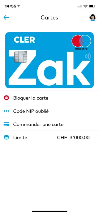 Zak Card Settings