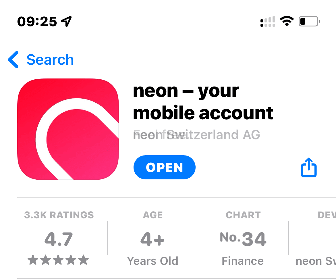 Neon app store rating