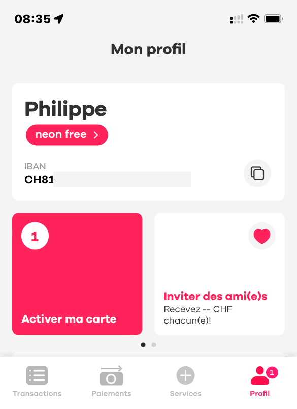 Activation neon card 1a