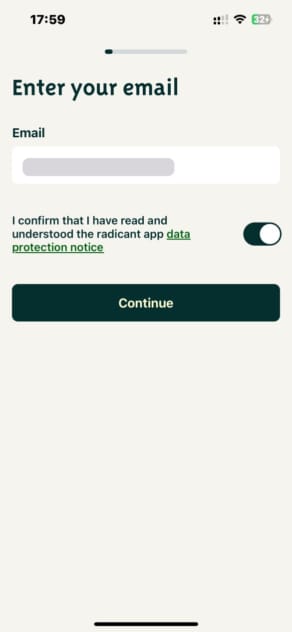 Radicant Enter Email