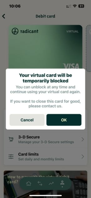 Radicant Card Blocked
