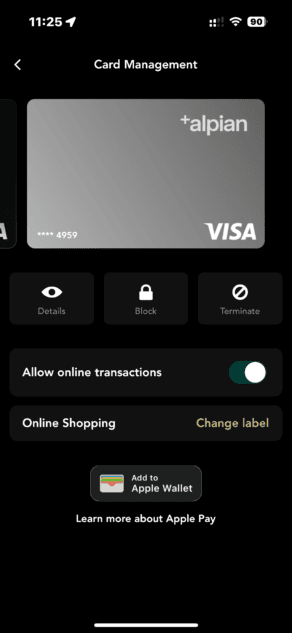 Alpian virtual card 4
