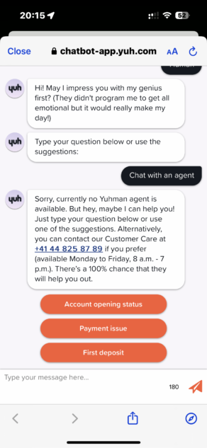 Yuh App Chatbot