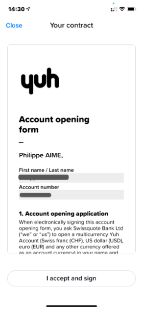 Yuh Bank Sign-up - Sign Contract