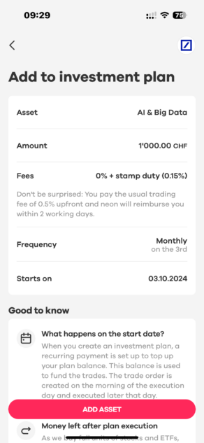 Neon Savings Plan Monthly Add