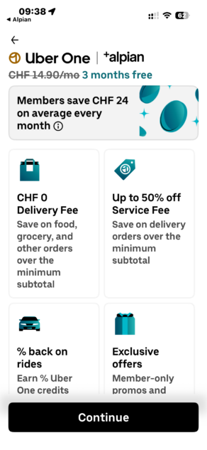 Uber One Alpian membership