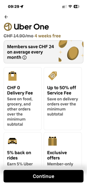 Uber One in Switzerland - Benefits