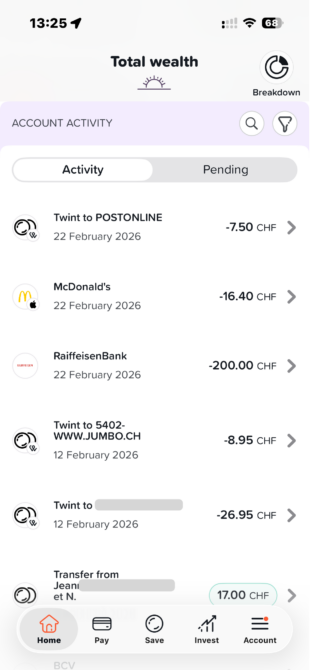 Yuh - Transaction view