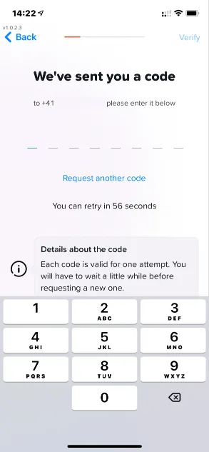 Yuh Ouvrir un compte - Code SMS