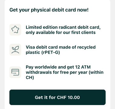 Commande de carte de débit Radicant